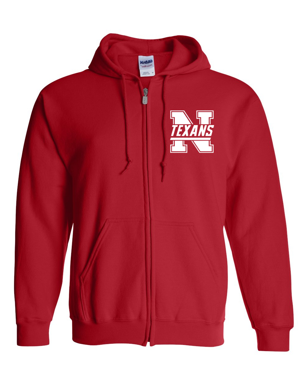 Red Zip Hoodie with white NW Texans Logo