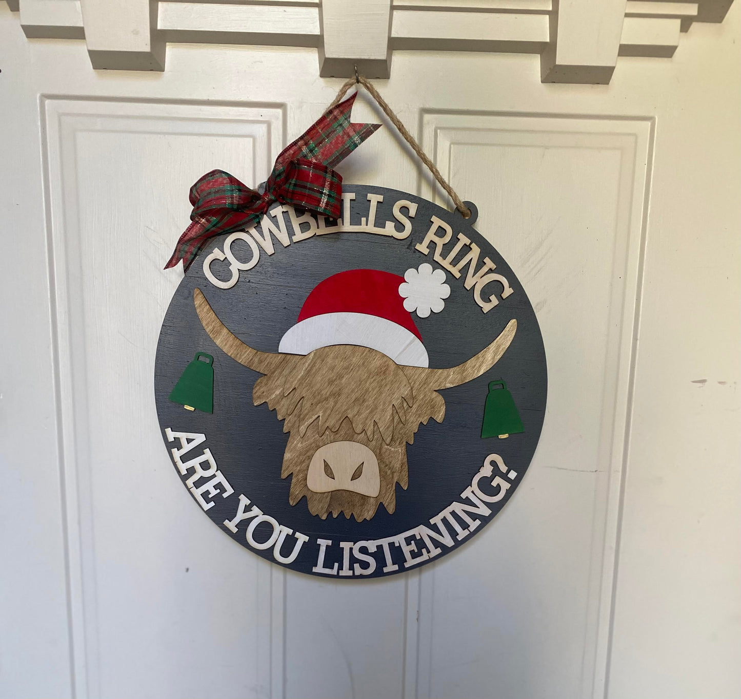 Highland Cow Christmas Door Hanger